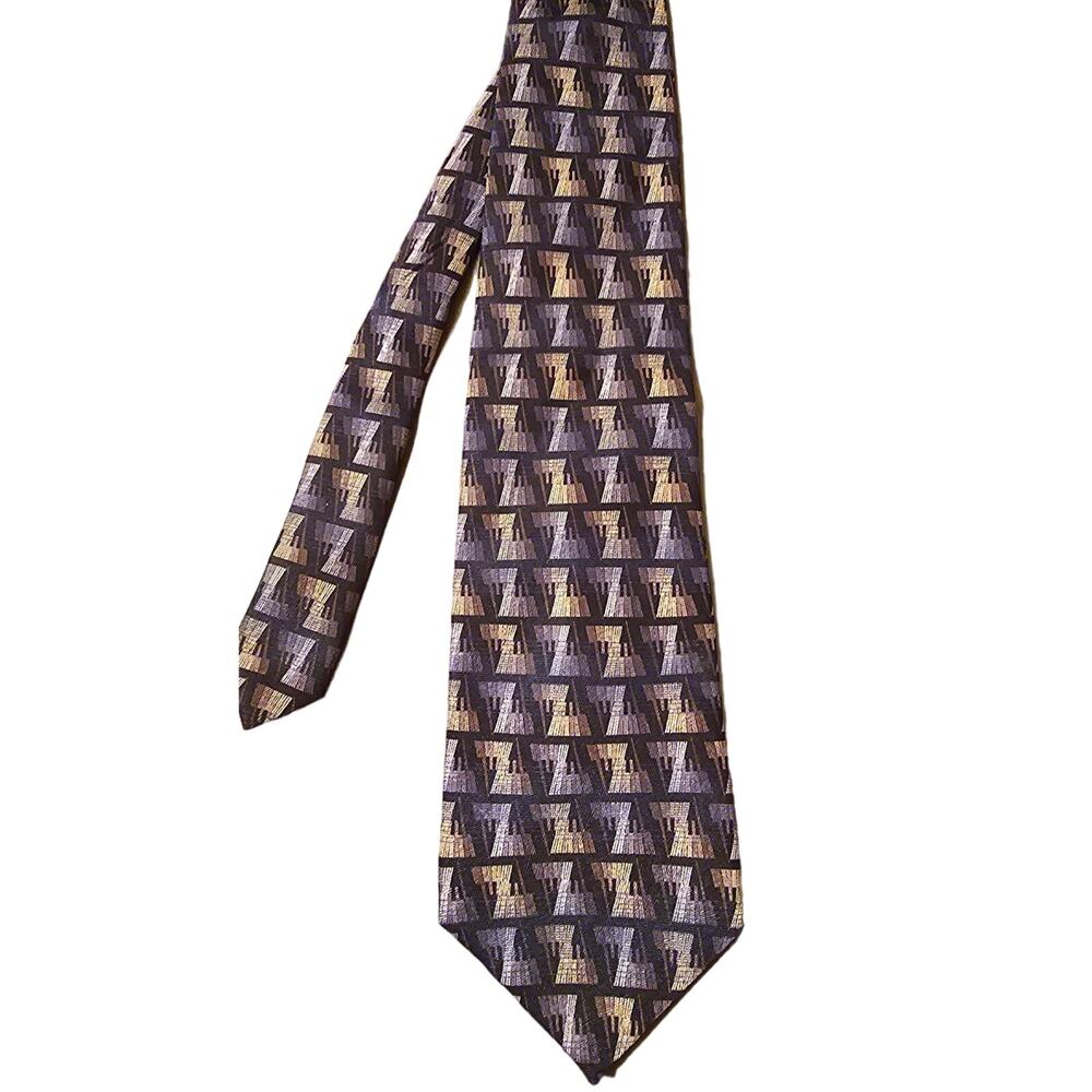 Pravata‎ black tan and gray 100% silk tie